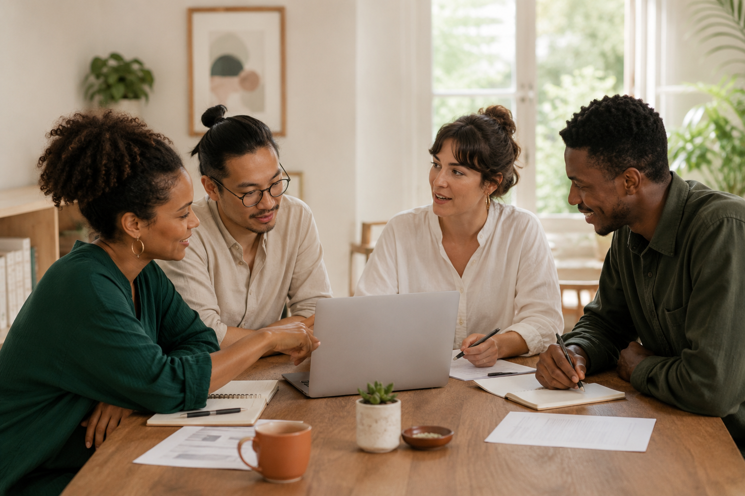 Nonprofit team working together around a table